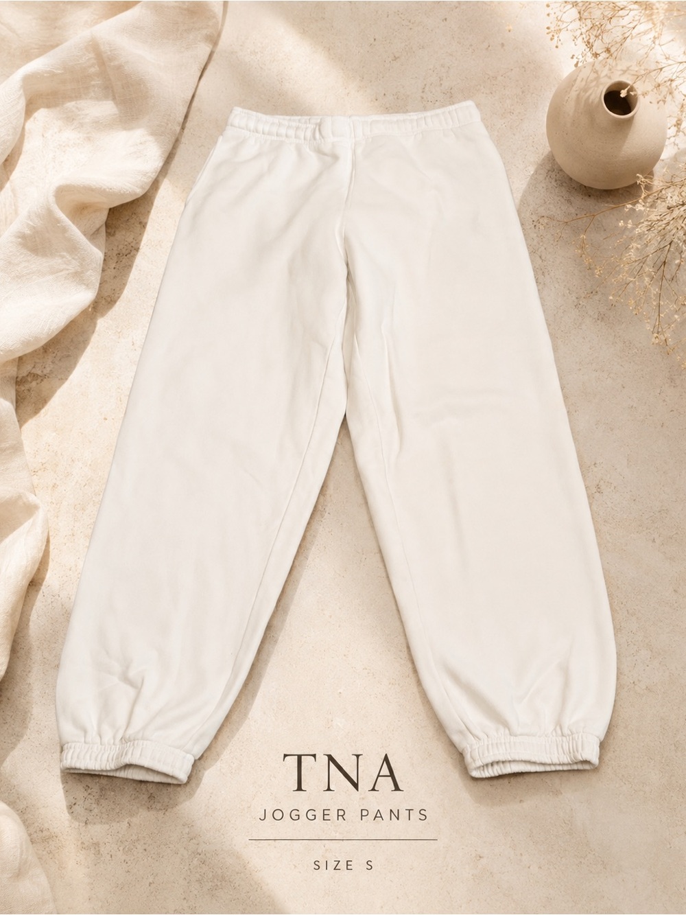 TNA Off-White Elastic-Waist Joggers